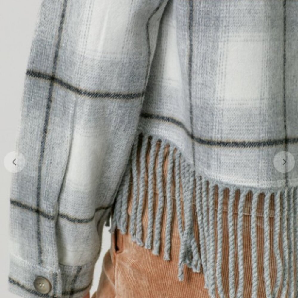 Fringe Hem Plaid "Shacket" NWT - Picture 9 of 11